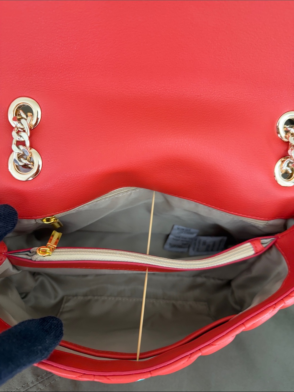 Authentic Italian Quilted Leather Handbag - Arancio Red Orange 🇮🇹 - Picture 4 of 9